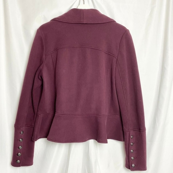 Free People Flared Femme Open Jacket Burgundy - Picture 3 of 9